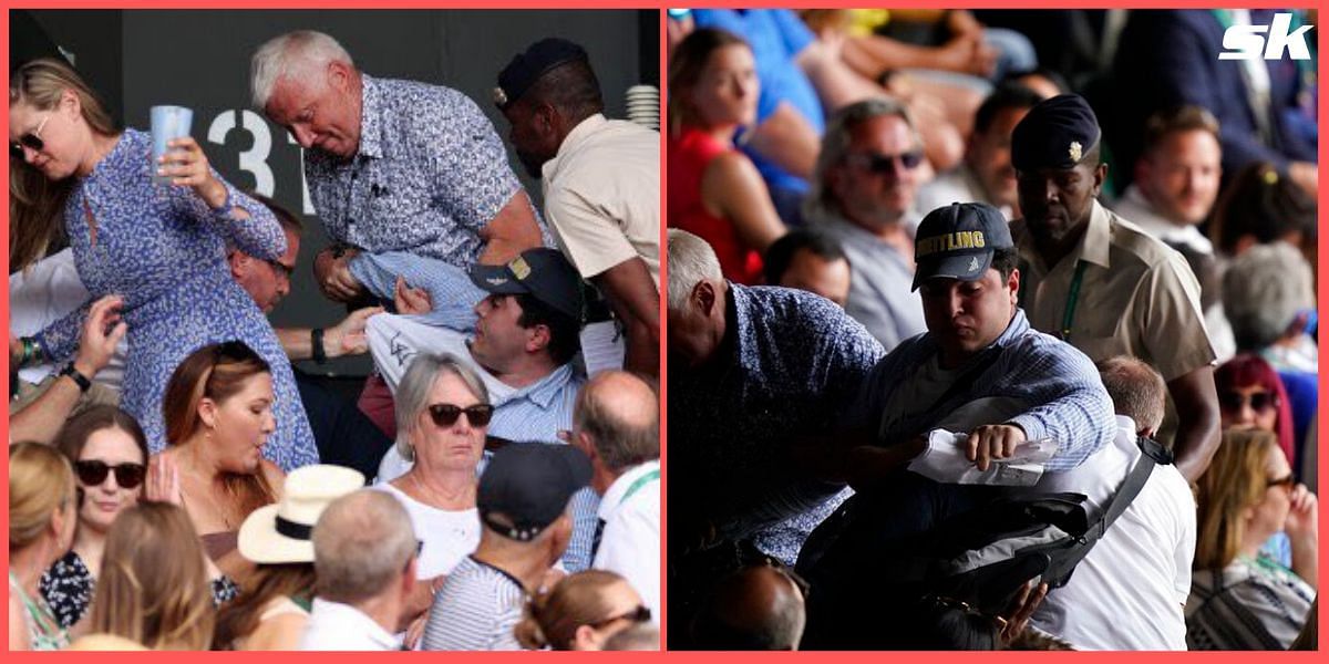 A protestor was dragged away by security during the Wimbledon final