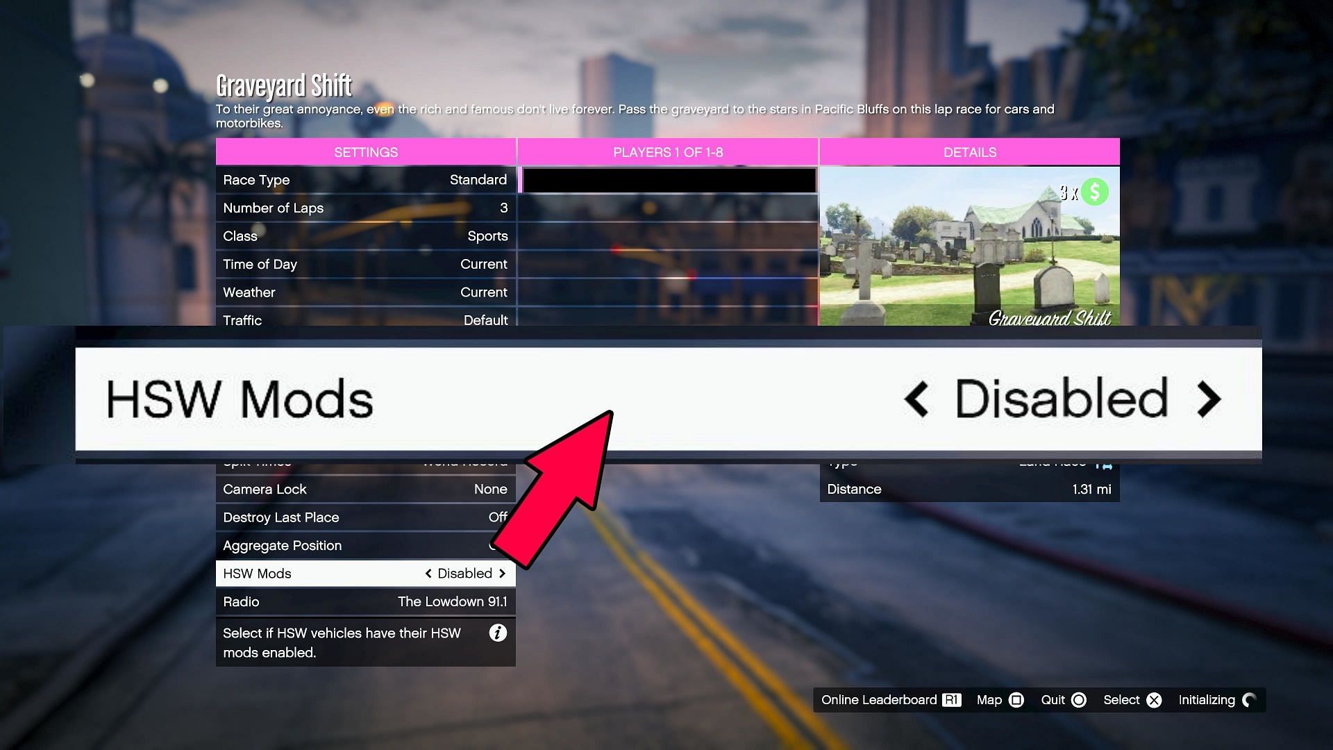 This is how you disable HSW modifications (Image via Rockstar Games)