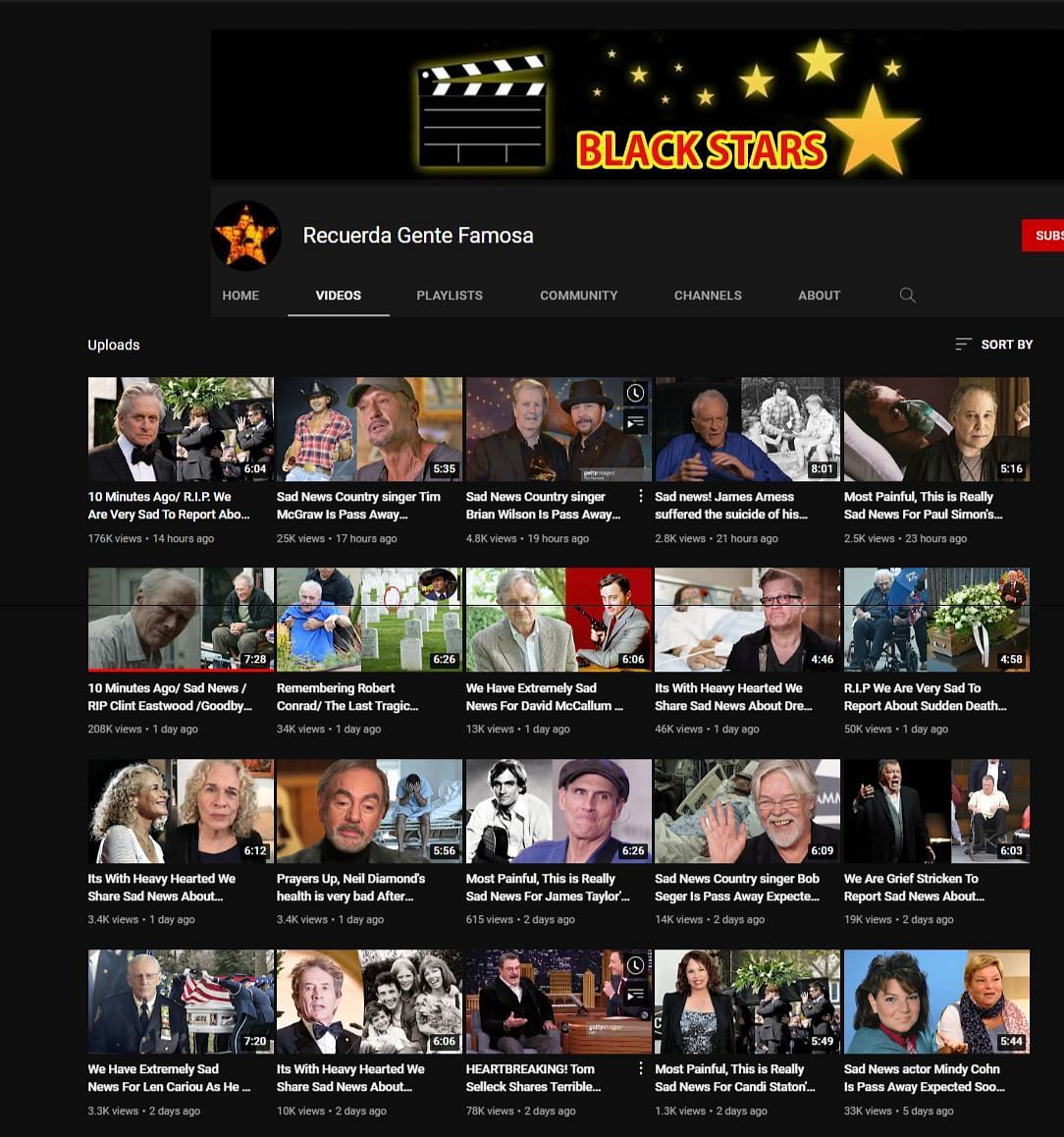 The channel&#039;s fake videos (Image via Recuerda Gente Famosa/YouTube)