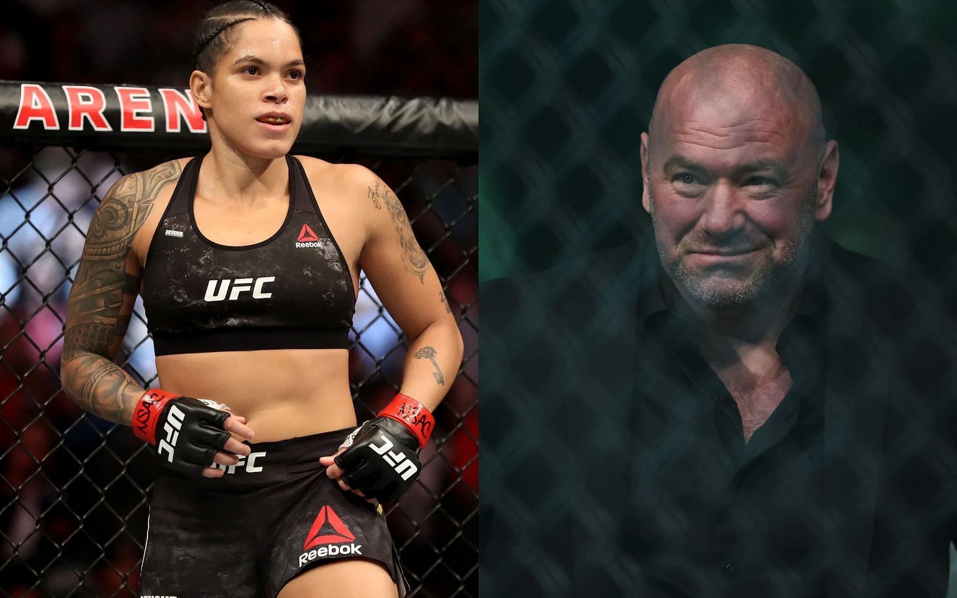 Amanda Nunes (L) and Dana White (R)