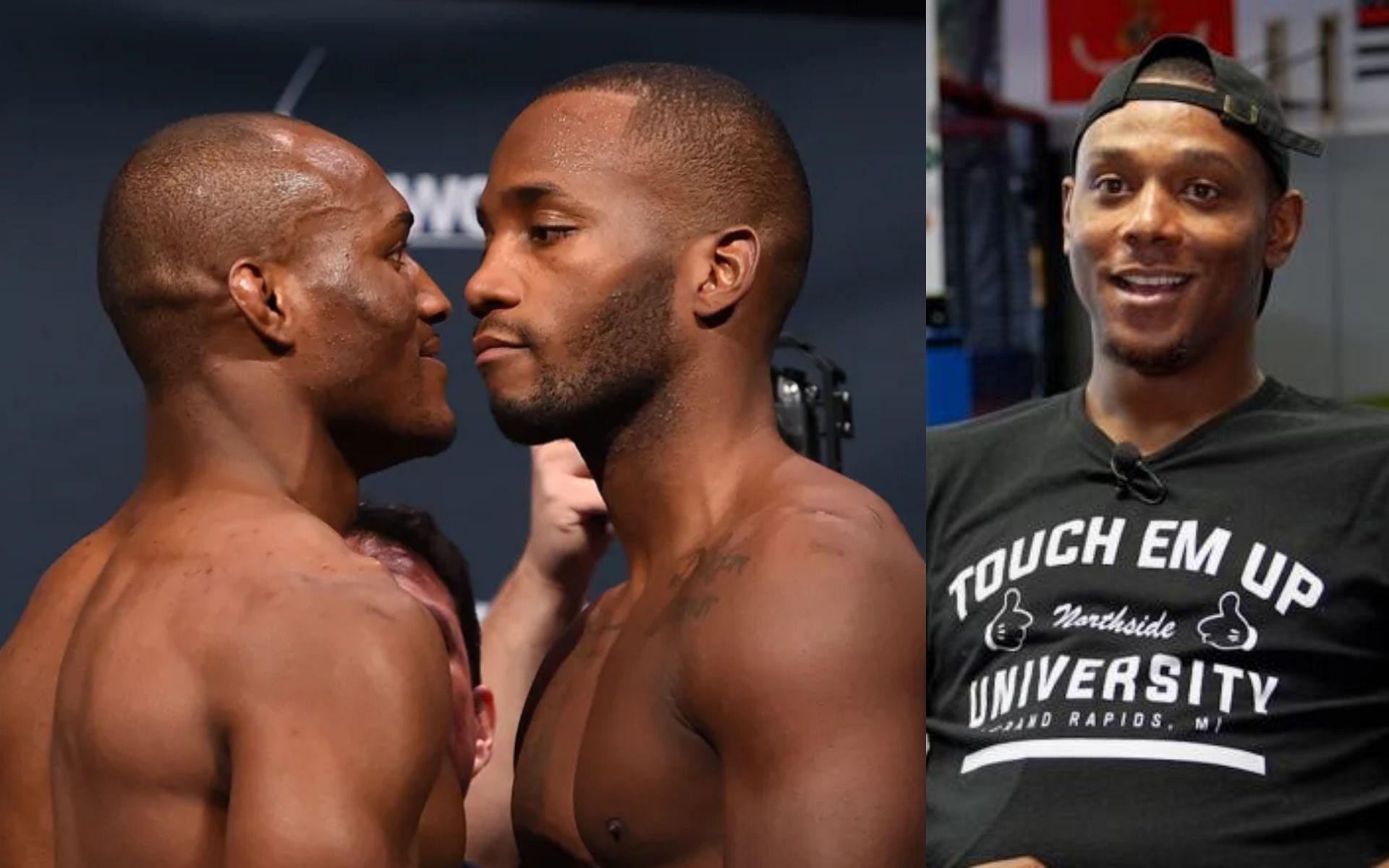 Kamaru Usman vs. Leon Edwards (left. Image credit: Josh Hedges/Zuffa LLC), Jamahal Hill (right. Image credit: UFC.com)