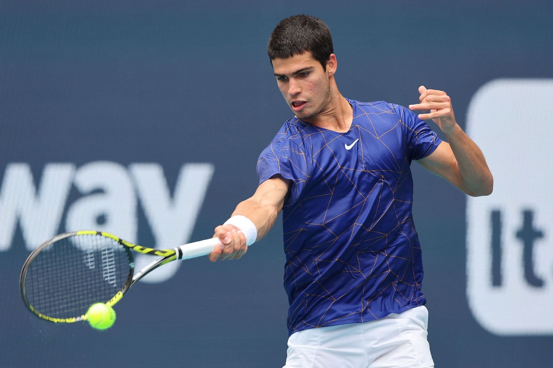 Carlos Alcaraz in action at the 2022 Miami Open.