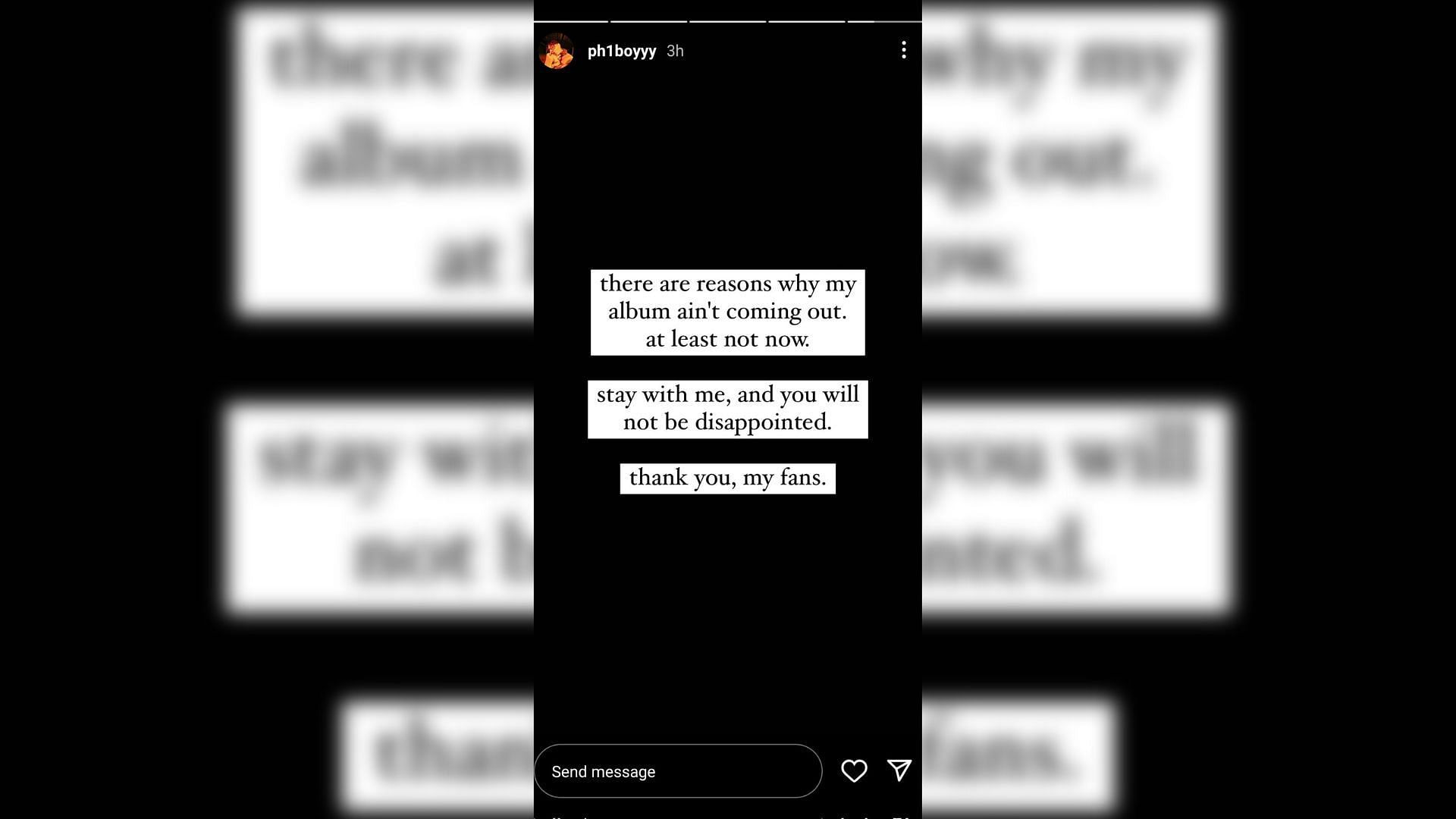 Another story uploaded by rapper pH-1 on his Instagram handle in May, 2022. (Image via Instagram/@ph1boyyy)
