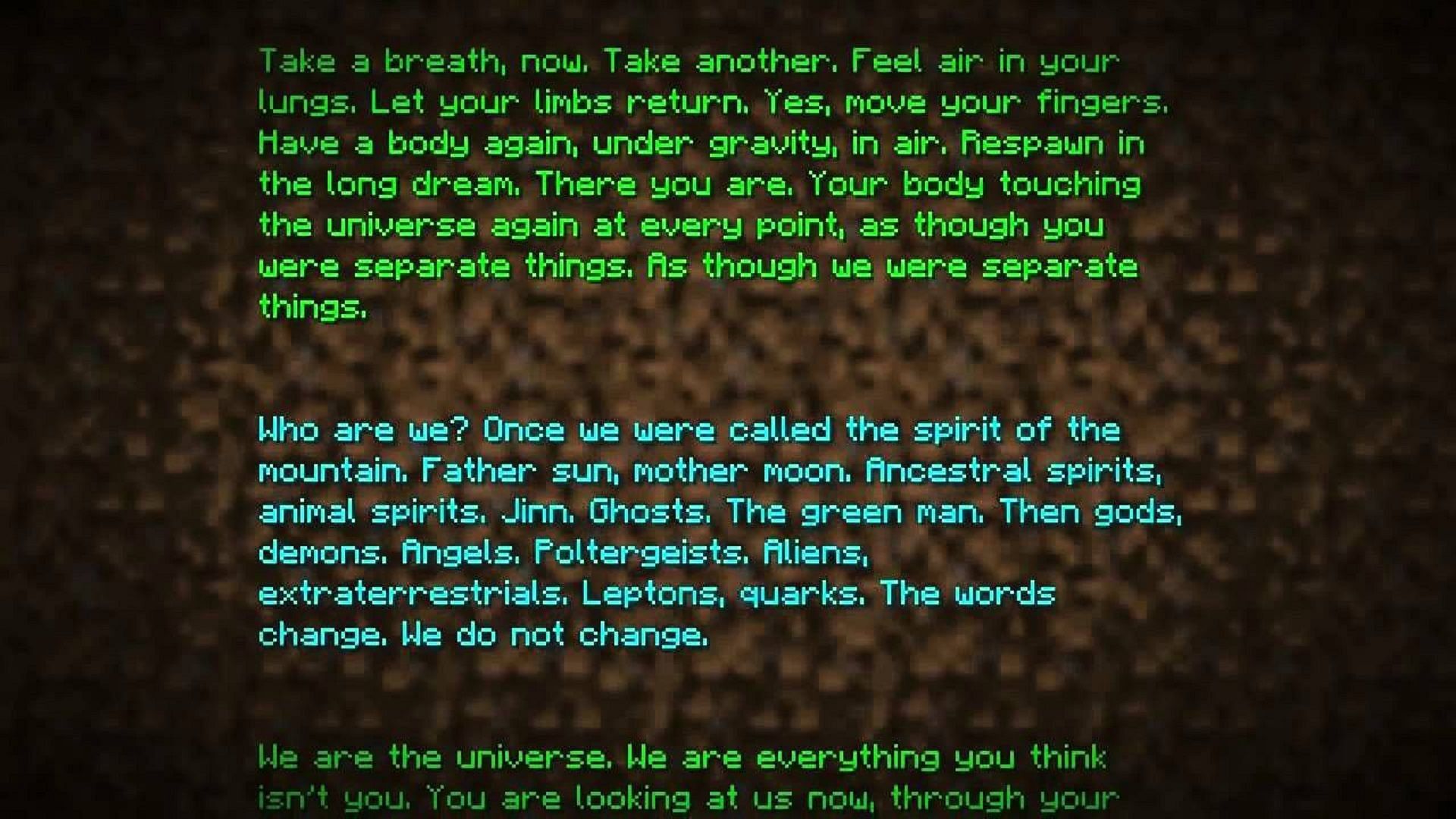 Questions posited by Minecraft&#039;s end poem (Image via Mojang)