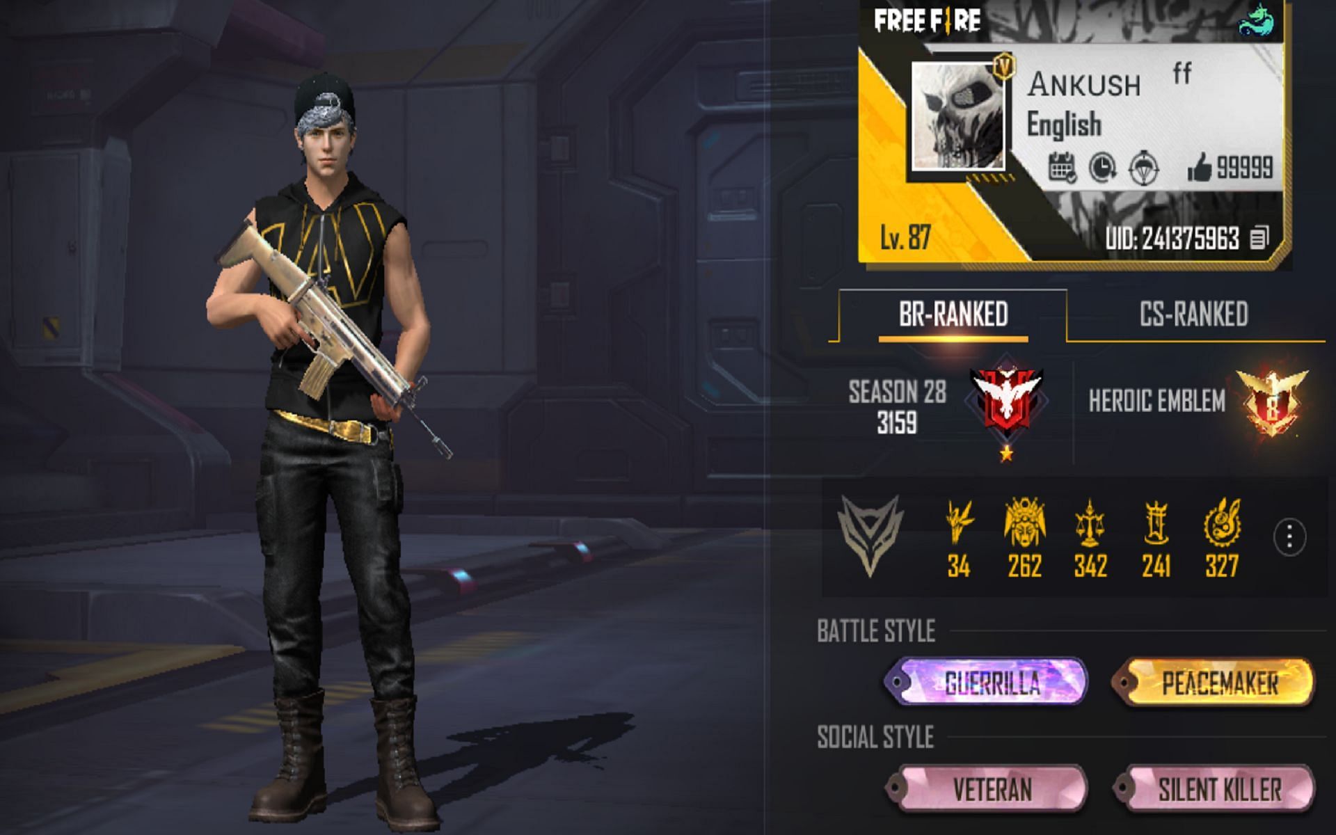 Here is Ankush FF&#039;s Free Fire ID in the game (Image via Garena)