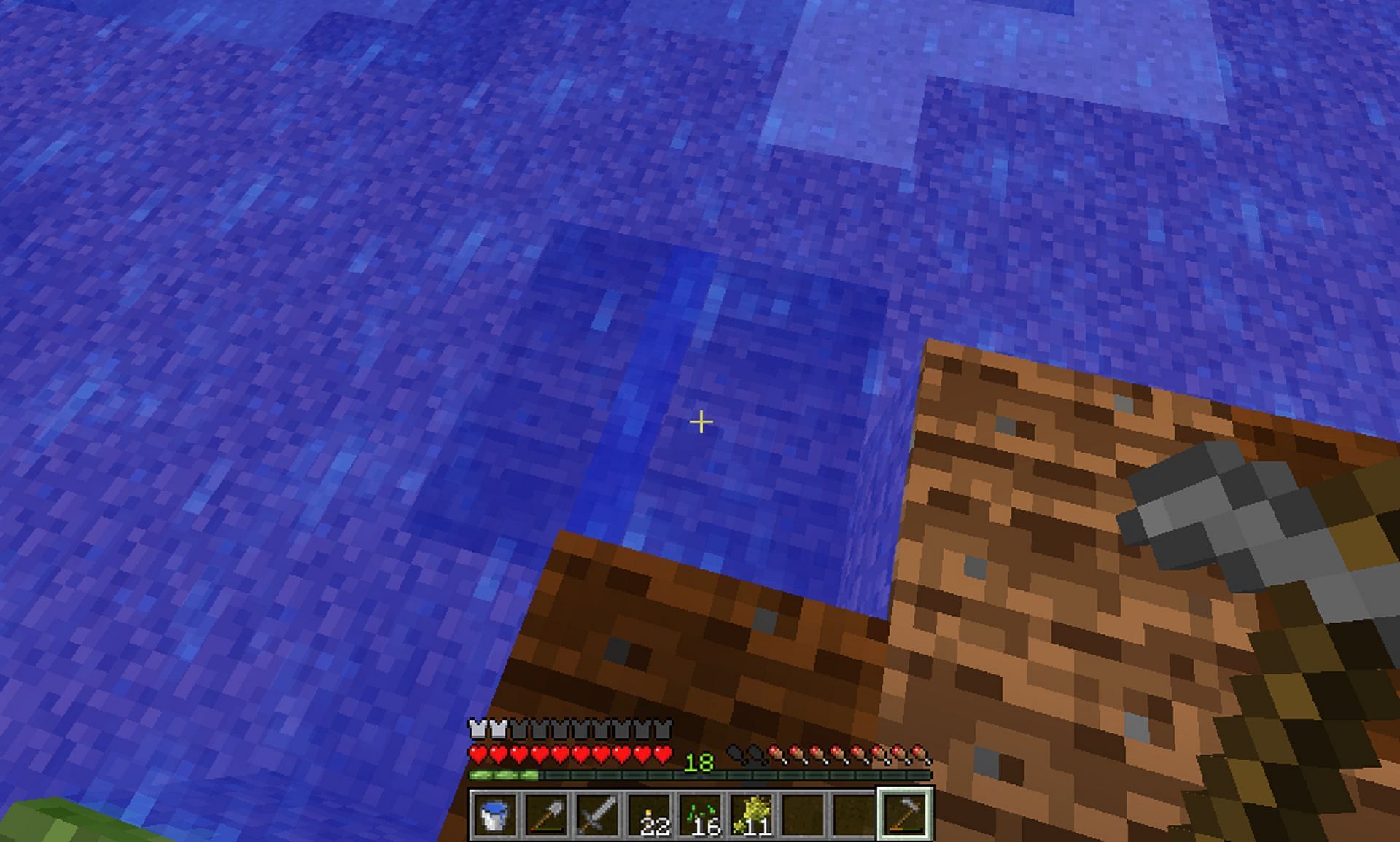 A player tills land underwater (Image via u/HazyHarry/Reddit)