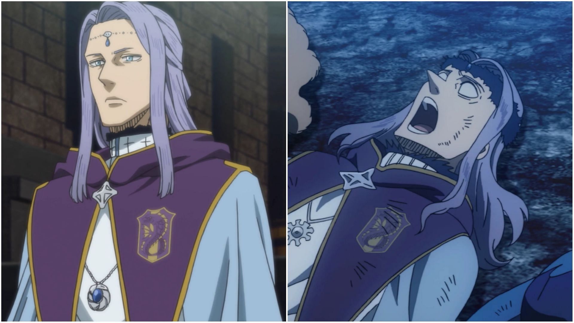 Xerx Lugner, before and after, in Black Clover (Image via Studio Pierrot)