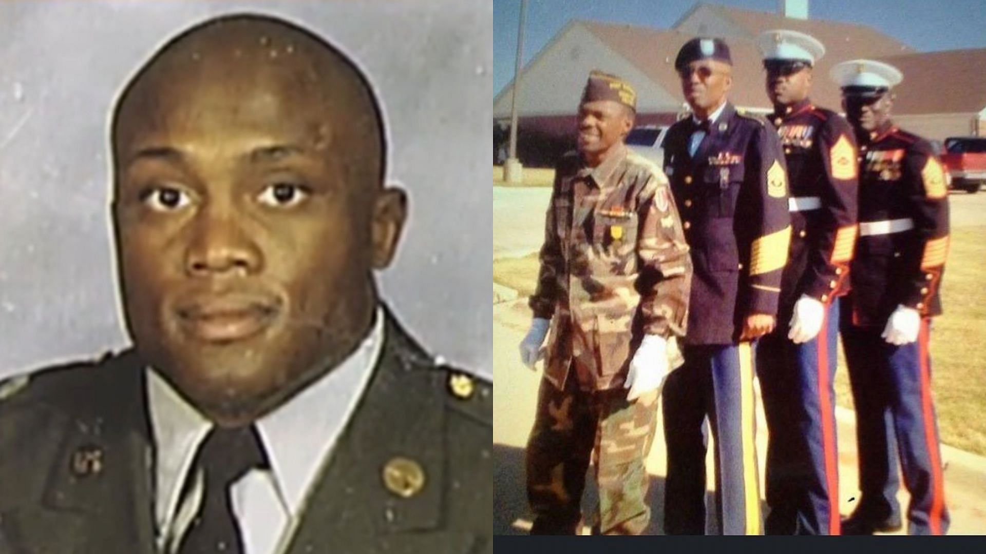 Bobby Lashley (left) and his father [wearing the beret] with his uncles (right)