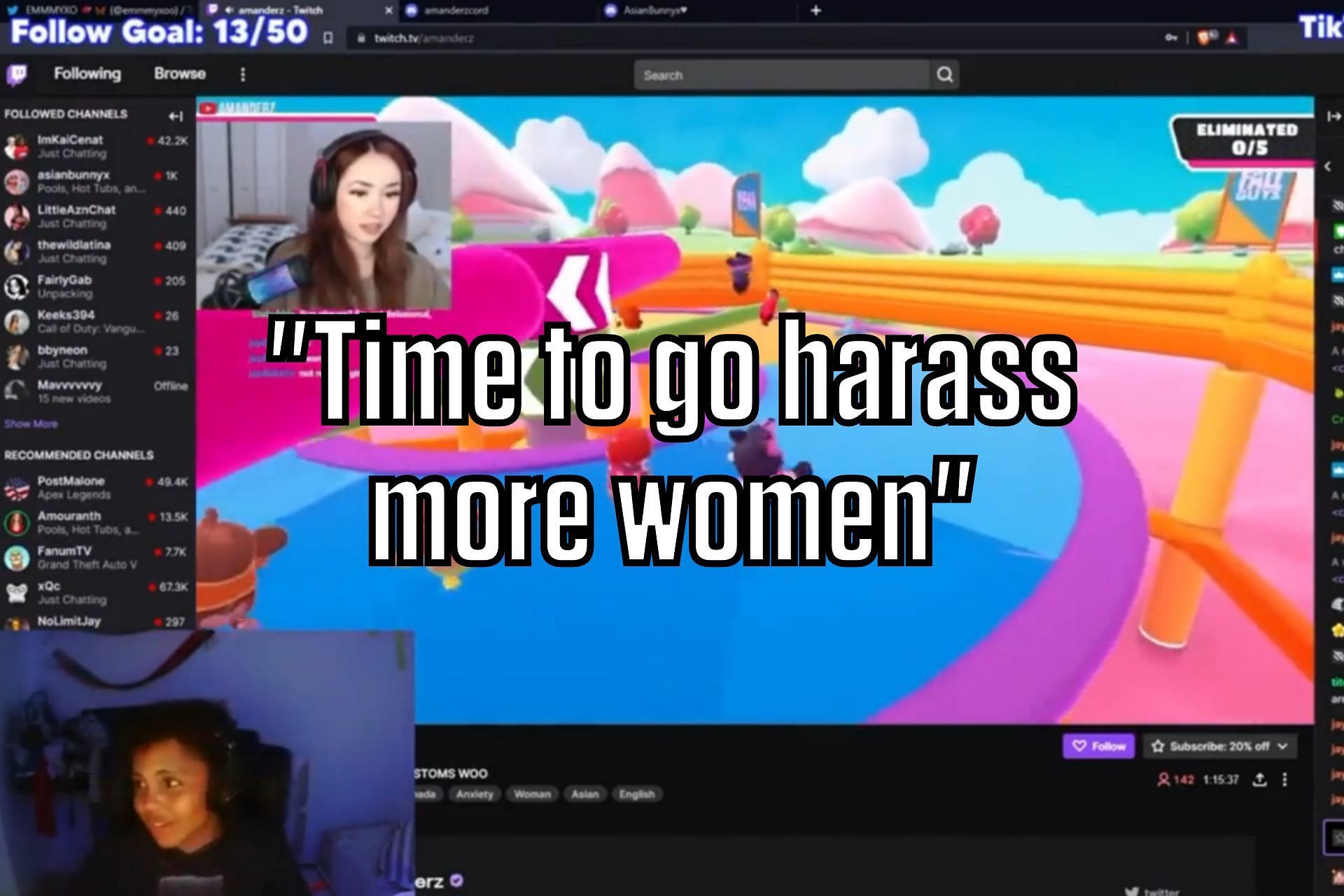A young Twitch streamer was recently banned, after harassing female streamers (Image via Sportskeeda)