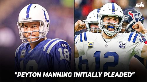 Peyton Manning (left) apparently begged the Colts to let him stay before drafting Andrew Luck.