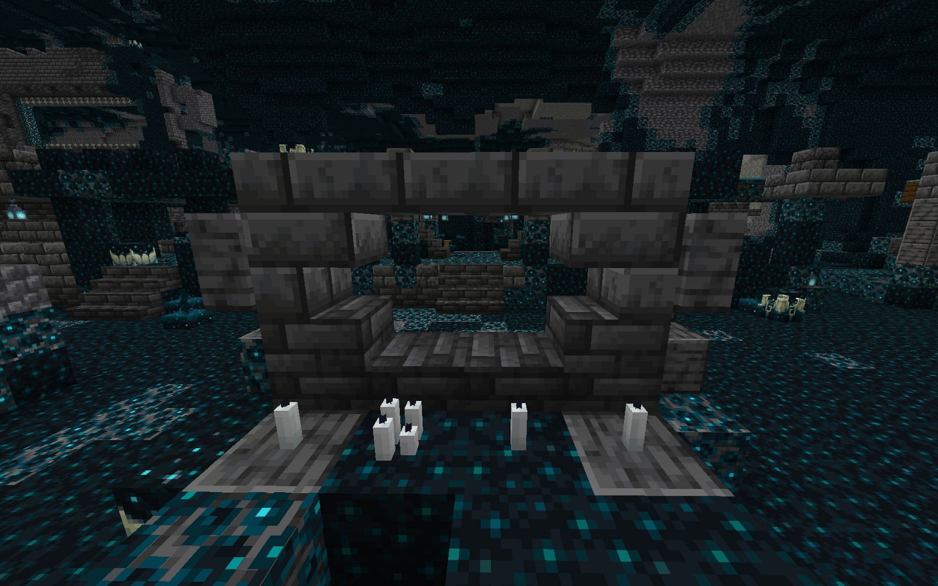 Sculk blocks can be used in several decorative ways (Image via Minecraft 1.19 update)