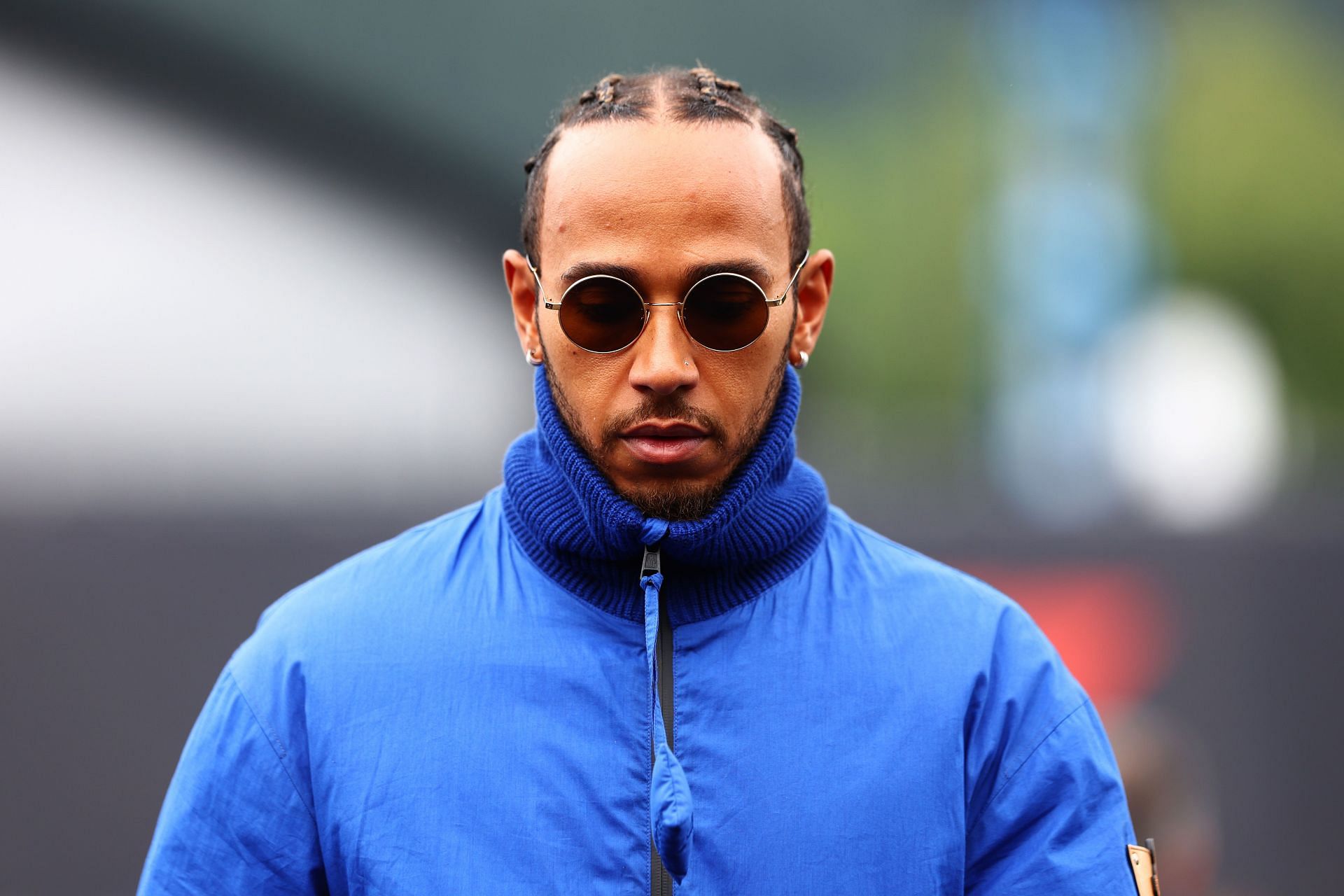 Lewis Hamilton of Great Britain and Mercedes walks in the Paddock during previews ahead of the F1 Grand Prix of Austria at Red Bull Ring on July 07, 2022 in Spielberg, Austria. (Photo by Clive Rose/Getty Images)