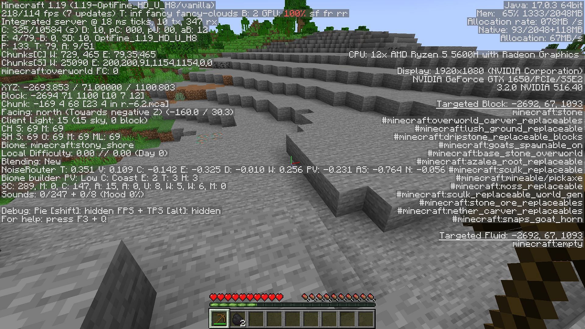 Players can check their coordinates by pressing the F3 button on Java Edition (Image via Minecraft 1.19 update)