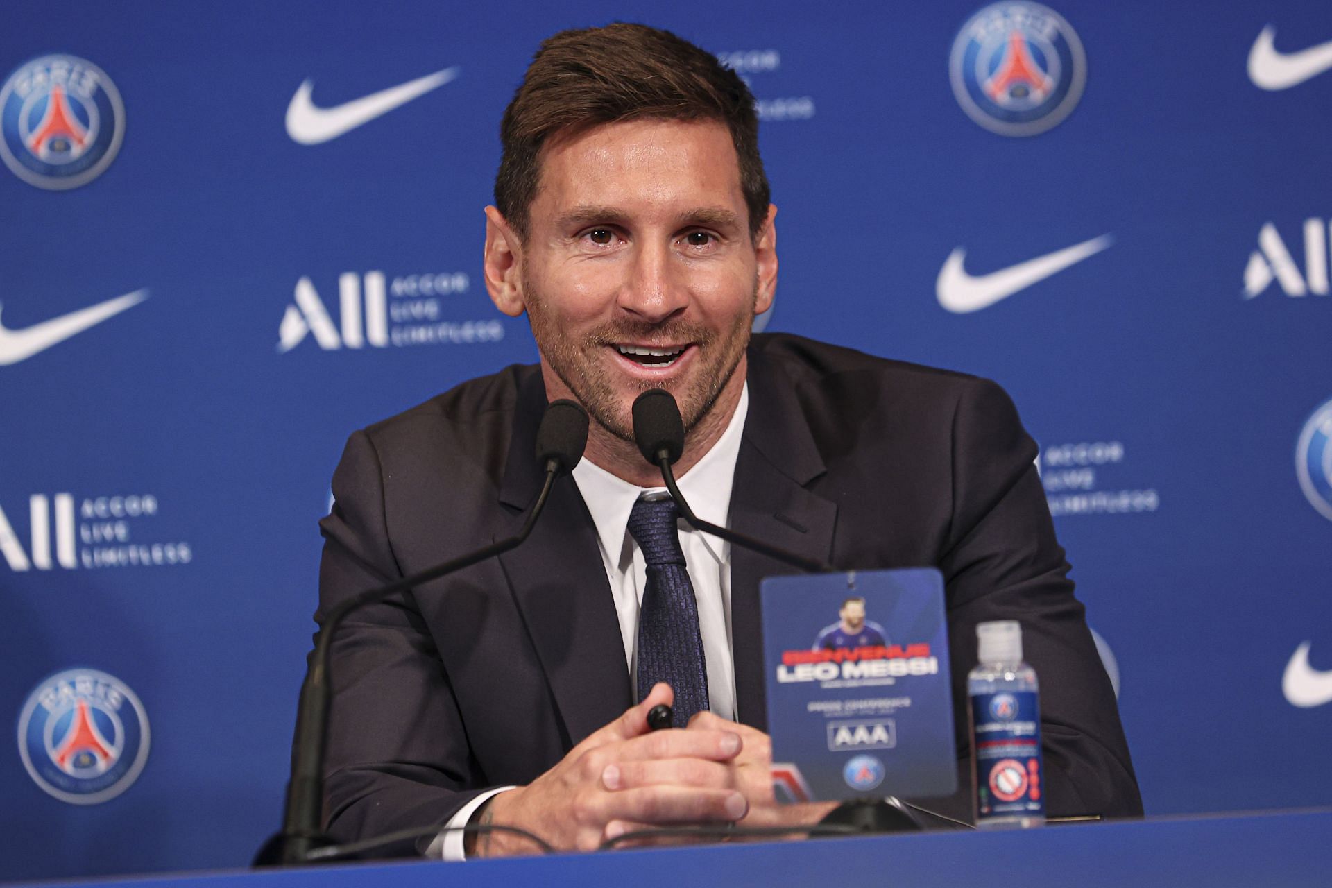 Lionel Messi at press conference answering question
