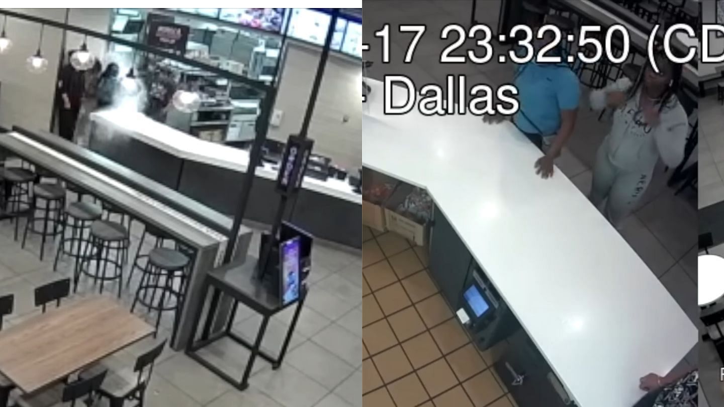 The Taco Bell security footage showcase victims being attacked with boiling water by the manager (Image via WFAA/YouTube)