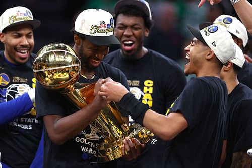 Andrew Wiggins, left, and Jordan Poole, right. Both Wiggins and Poole were pivotal in the NBA finals.