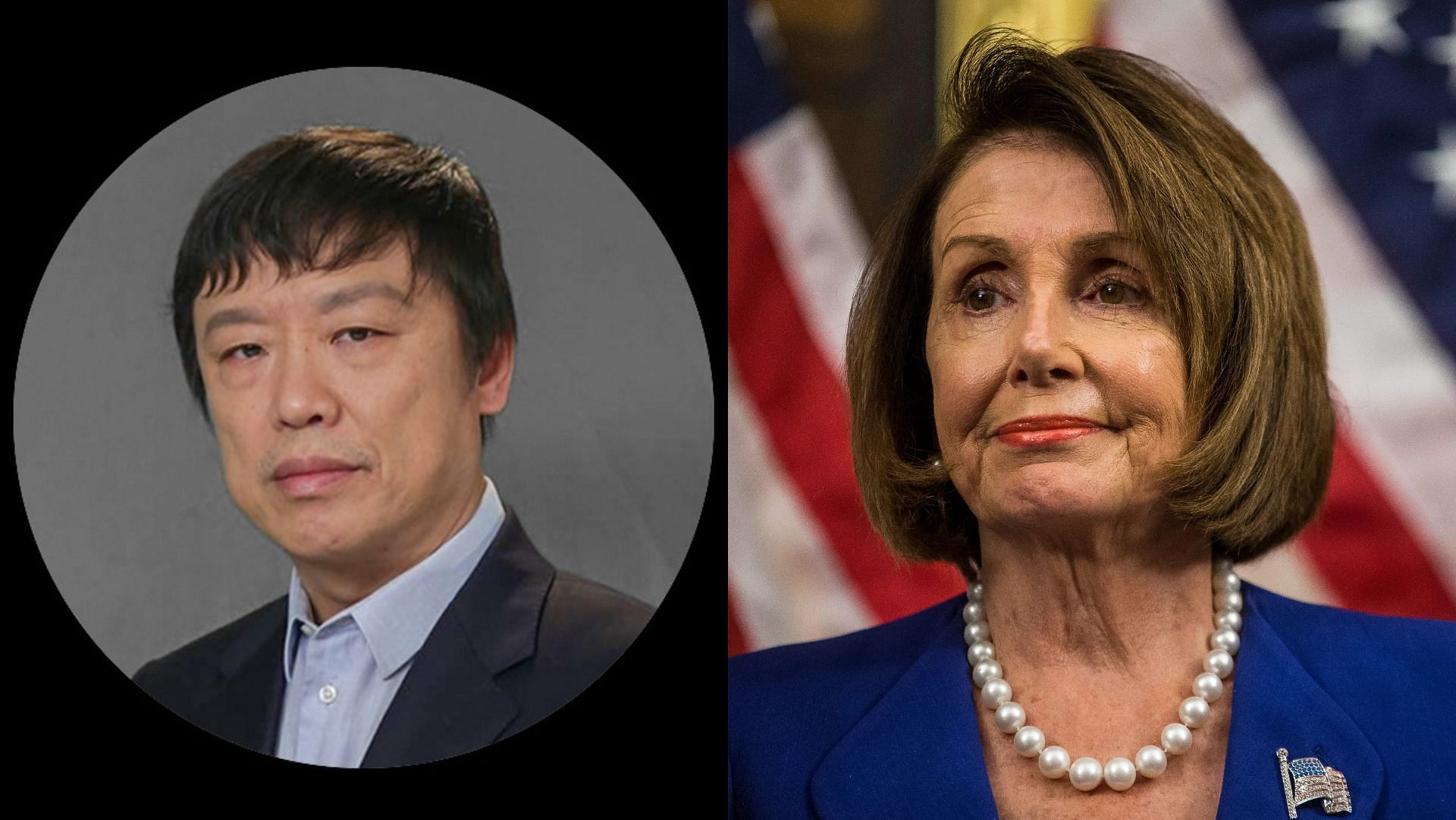 Chinese journalist Hu Xijin threatens Nancy Pelosi on Twitter (Image via Global Times, and Zach Gibson/Getty Images)