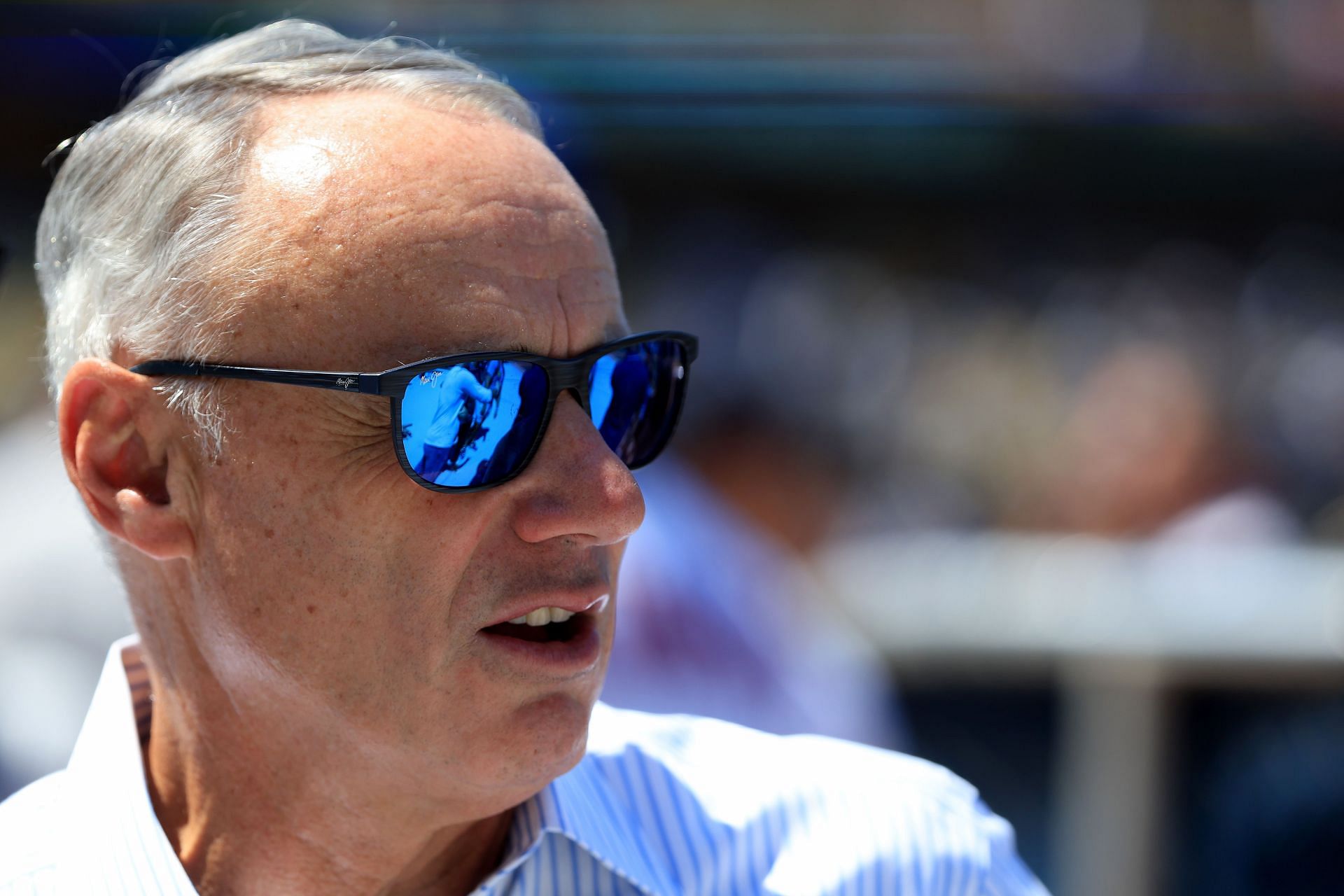 Commissioner Rob Manfred during the 2022 Gatorade All-Star Workout Day at Dodger Stadium