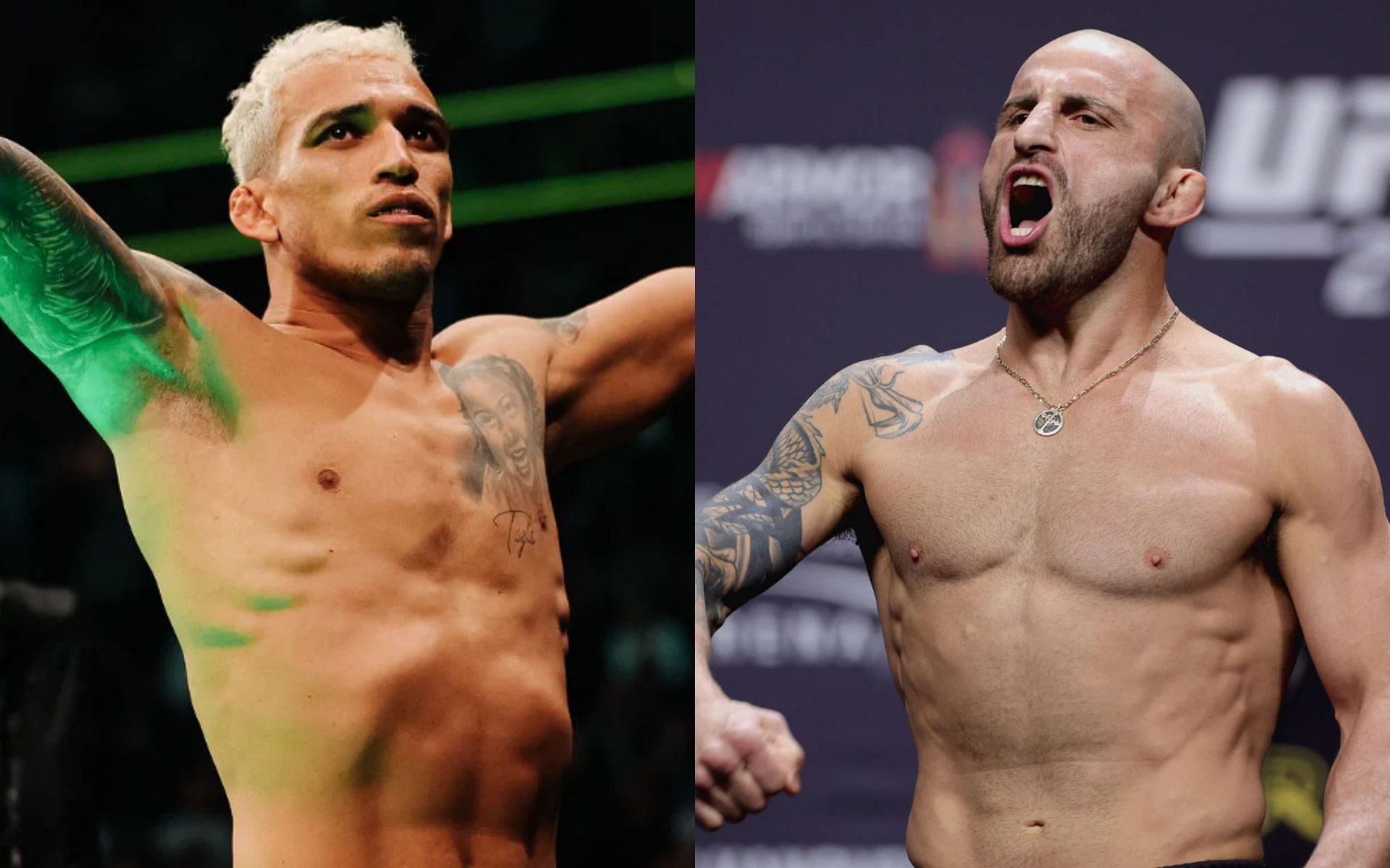 Charles Oliveira (L) and Alexander Volkanovski (R)