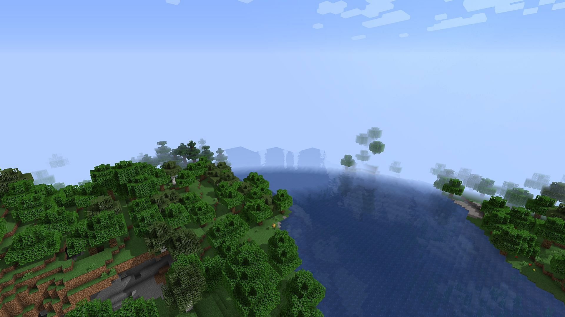 The same view but with a render distance of only six chunks (Image via Minecraft)