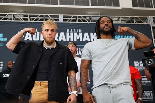 Jake Paul (left) Vs. Hasim Rahman Jr. (right) - Image via Getty Images