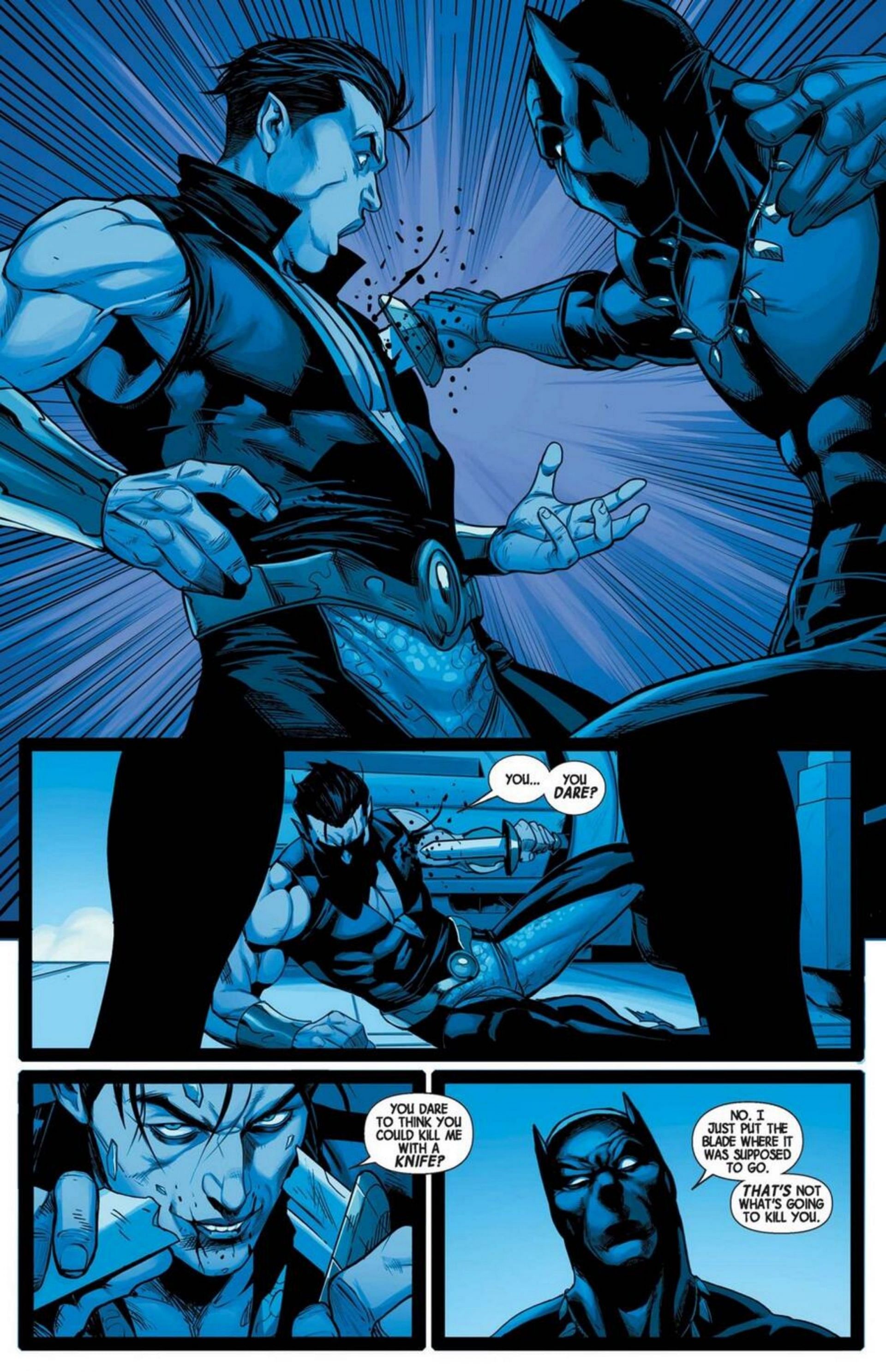 T&#039;Challa stabs Namor (Image via Marvel Comics)