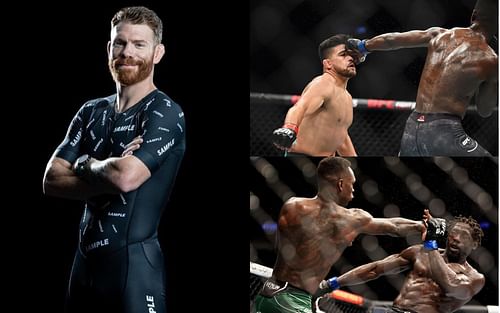 Paul Felder (Left), Israel Adesanya vs. Kelvin Gastelum (Top Right), and Adesanya vs. Cannonier (Bottom Right) (Images courtesy of @felderpaul Instagram and Getty)