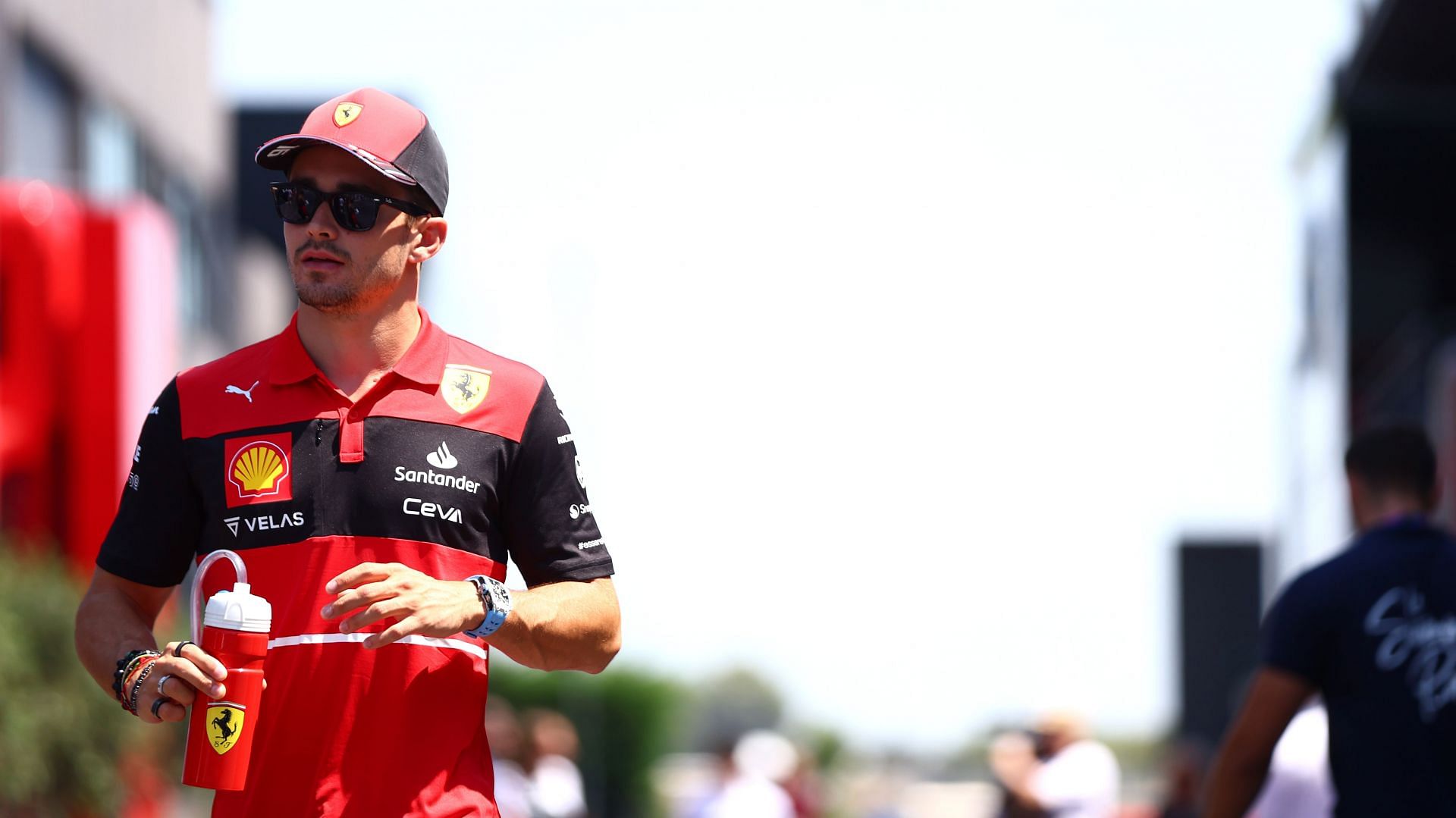 Charles Leclerc arrives at the paddock for the 2022 F1 Grand Prix of France - Previews