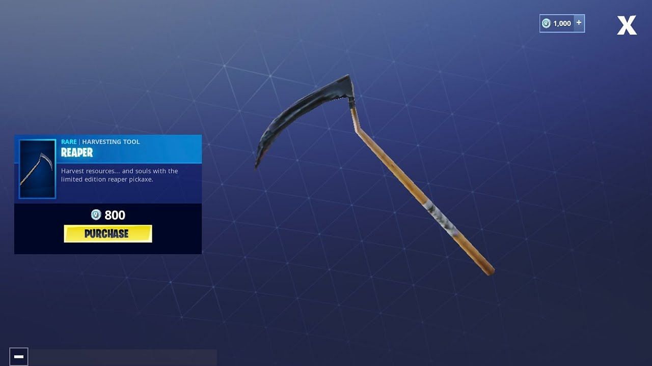 Reaper is one of the first Fortnite pickaxes that were released (Image via Epic Games)