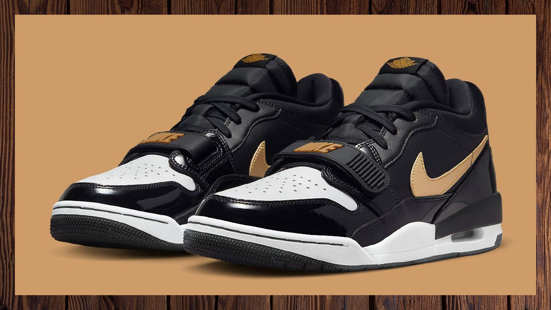 Jordan Legacy 312 Low Black and Gold shoes (Image via Nike)