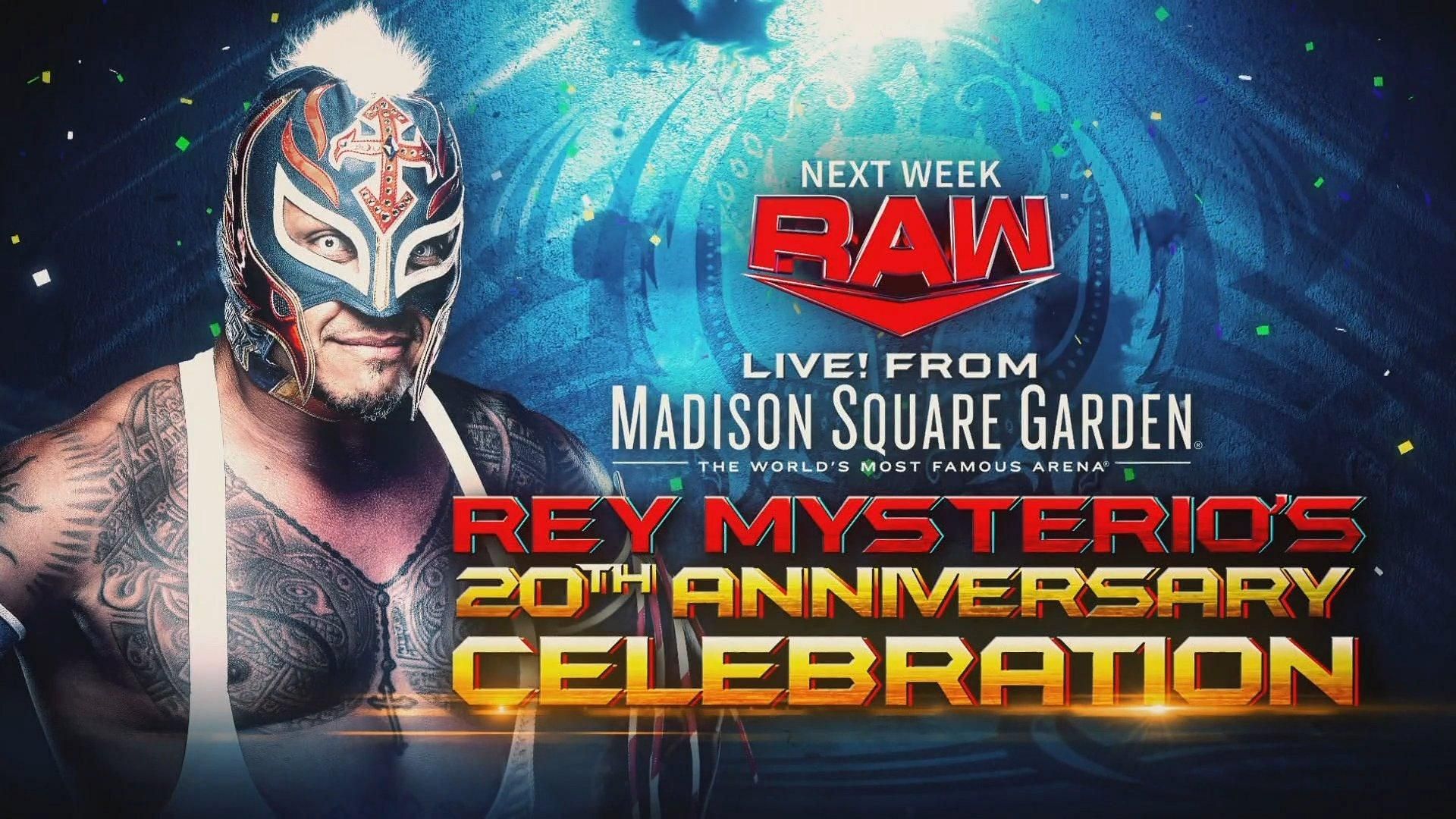 Rey Mysterio will celebrate 20 years of excellence on Monday