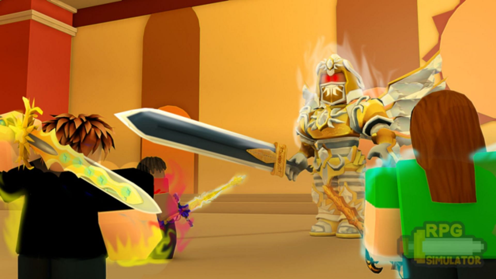 Battle dangerous monsters in the mysterious world of RPG Simulator with friends (Image via Roblox)