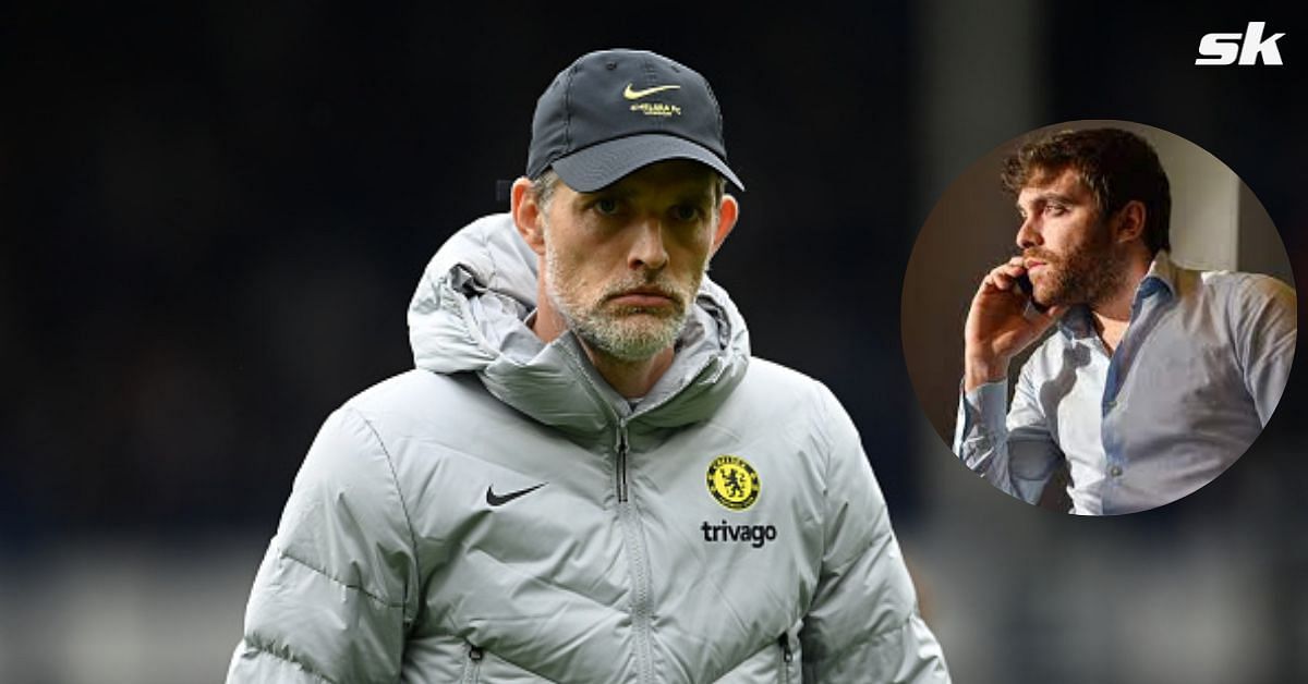 Blues manager Thomas Tuchel; [inset] Fabrizio Romano.