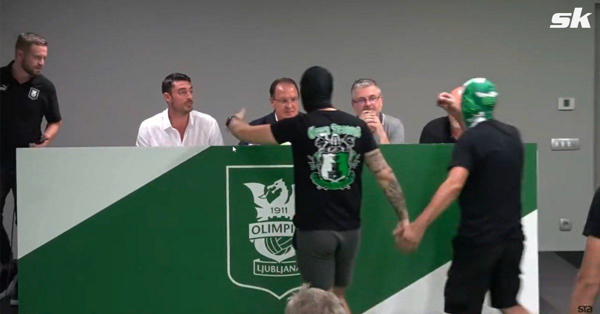 Albert Riera forced to walk out of first conference by Olimpija ultras