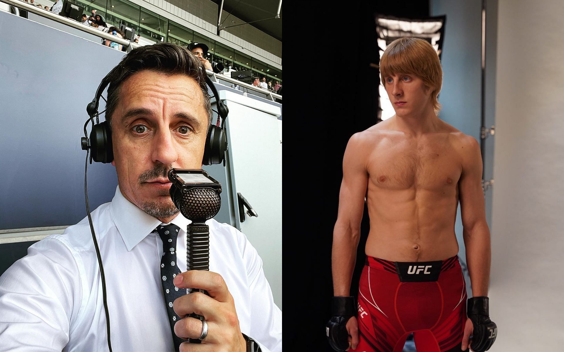 Gary Neville (left), Paddy Pimblett (right) [Images via @gneville2 and @theufcbaddy on Instagram]
