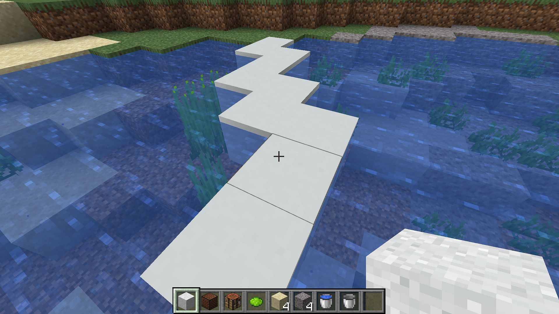 The blocks can also be used to make a bridge over water (Image via Minecraft 1.19 update)