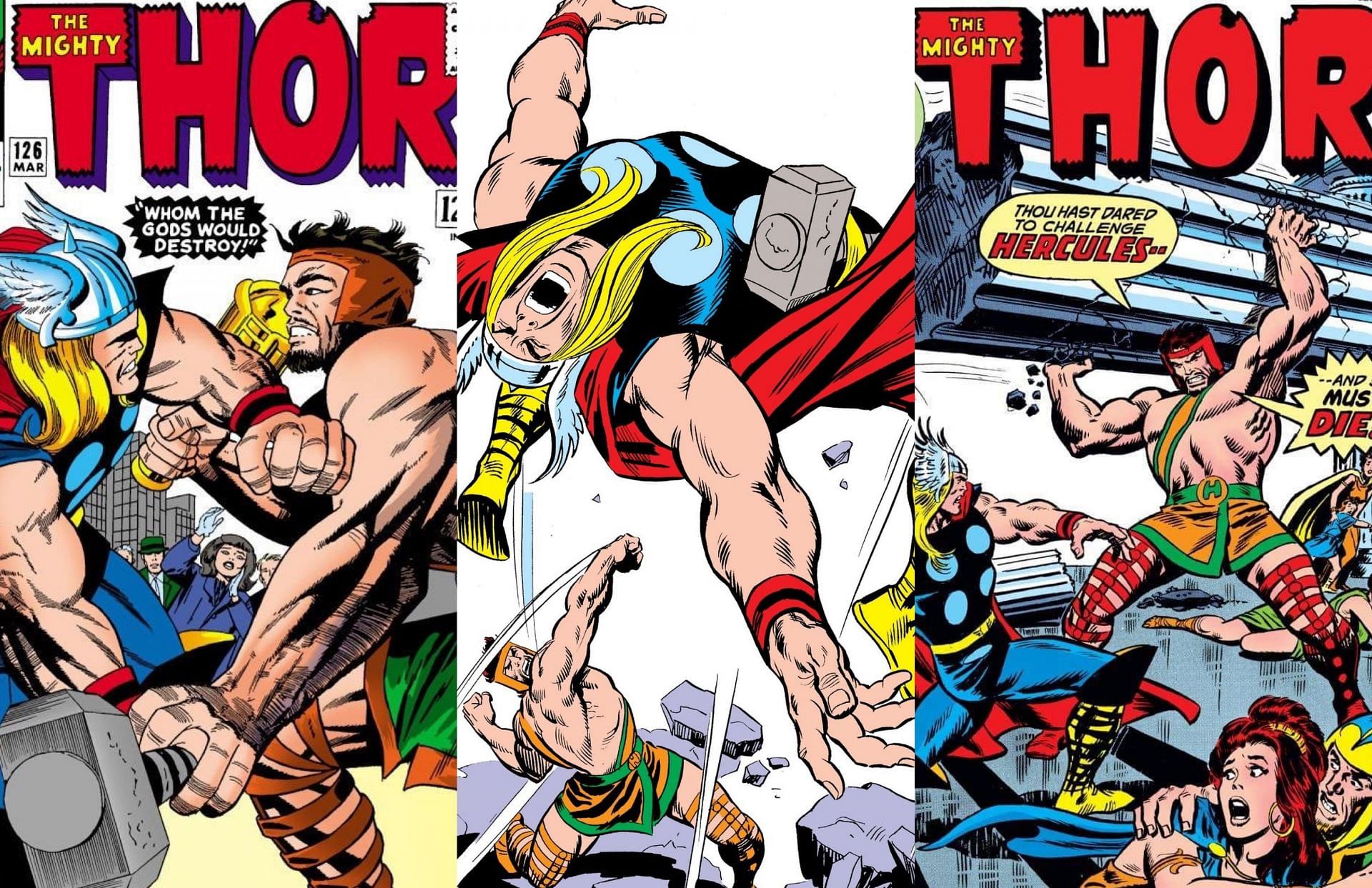 Thor and Hercules fighting in the Marvel comics (Images via Marvel Comics)