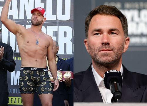 Billy Joe Saunders (left), Eddie Hearn (right) Saunders' recent dig at Eddie Hearn asdasdasdasd