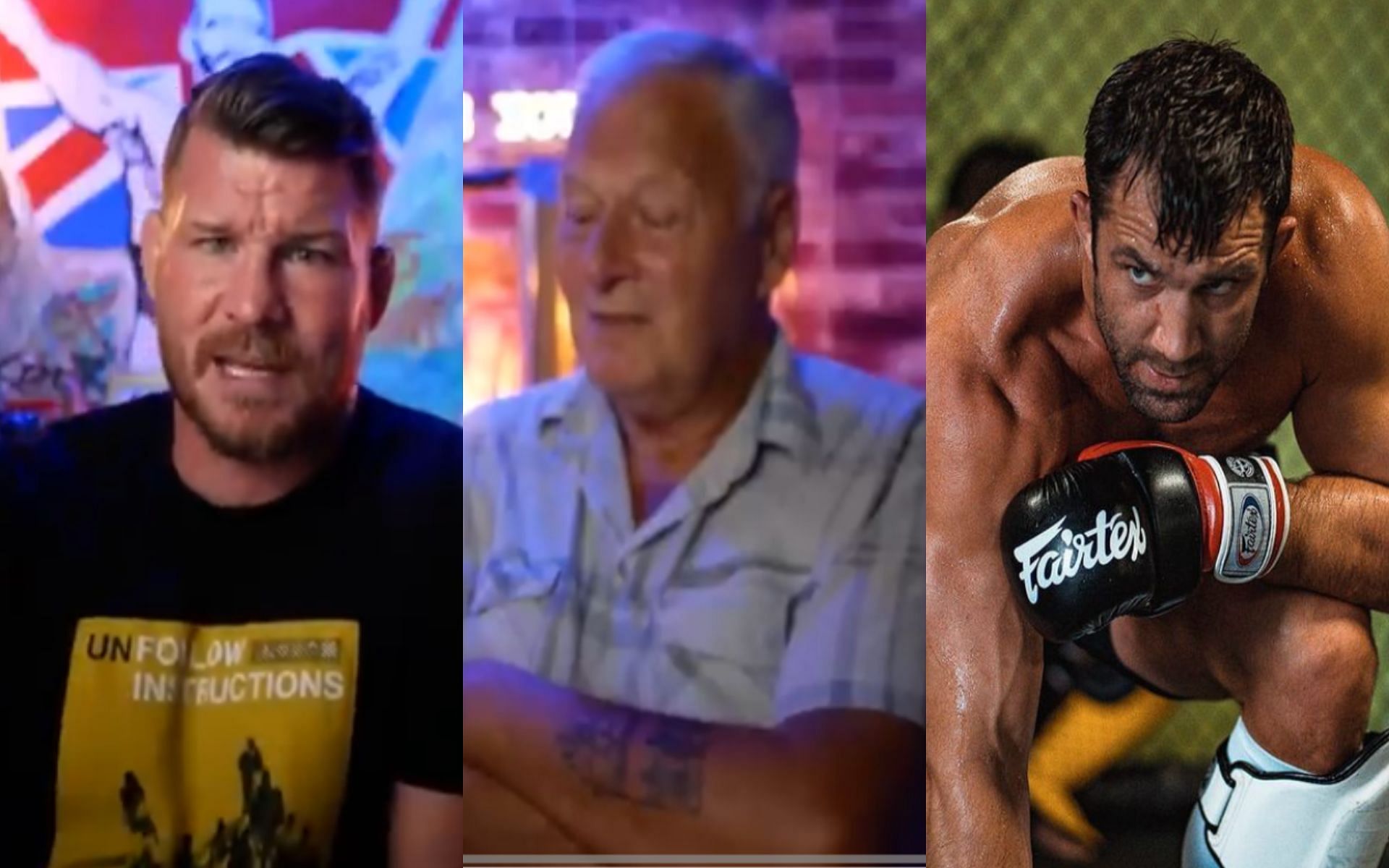 Michael Bisping (left), Jan Bisping (middle), and Luke Rockhold (right) [Images courtesy: Michael Bisping&#039;s YouTube channel and @lukerockhold on Instagram]