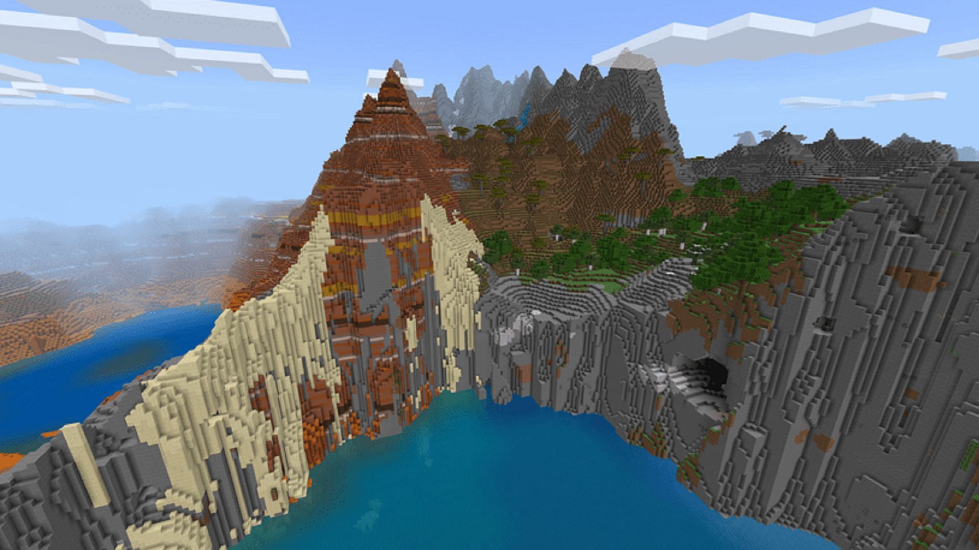 This seed provides multiple biomes right at spawn (Image via Mojang)