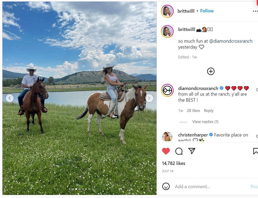 Josh Allen and his girlfriend ride the range.