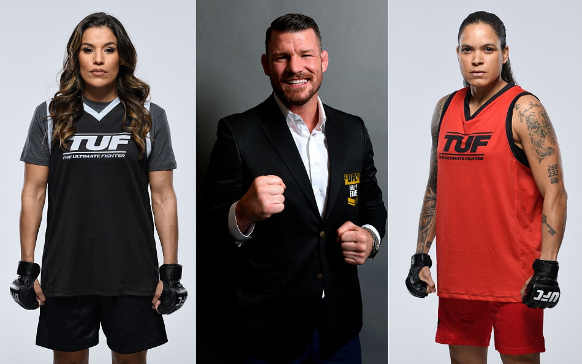 Julianna Pena (left), Michael Bisping (middle), and Amanda Nunes (right)(Images via Getty)