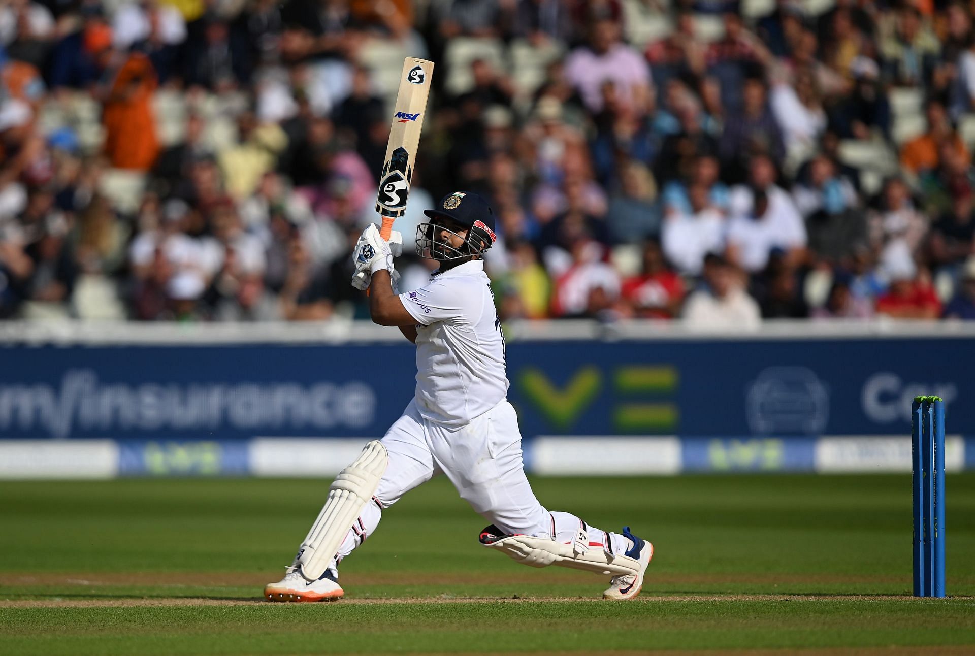 Rishabh Pant bats during Day 1 of the Fifth Test at Edgbaston. Pic: Getty Images