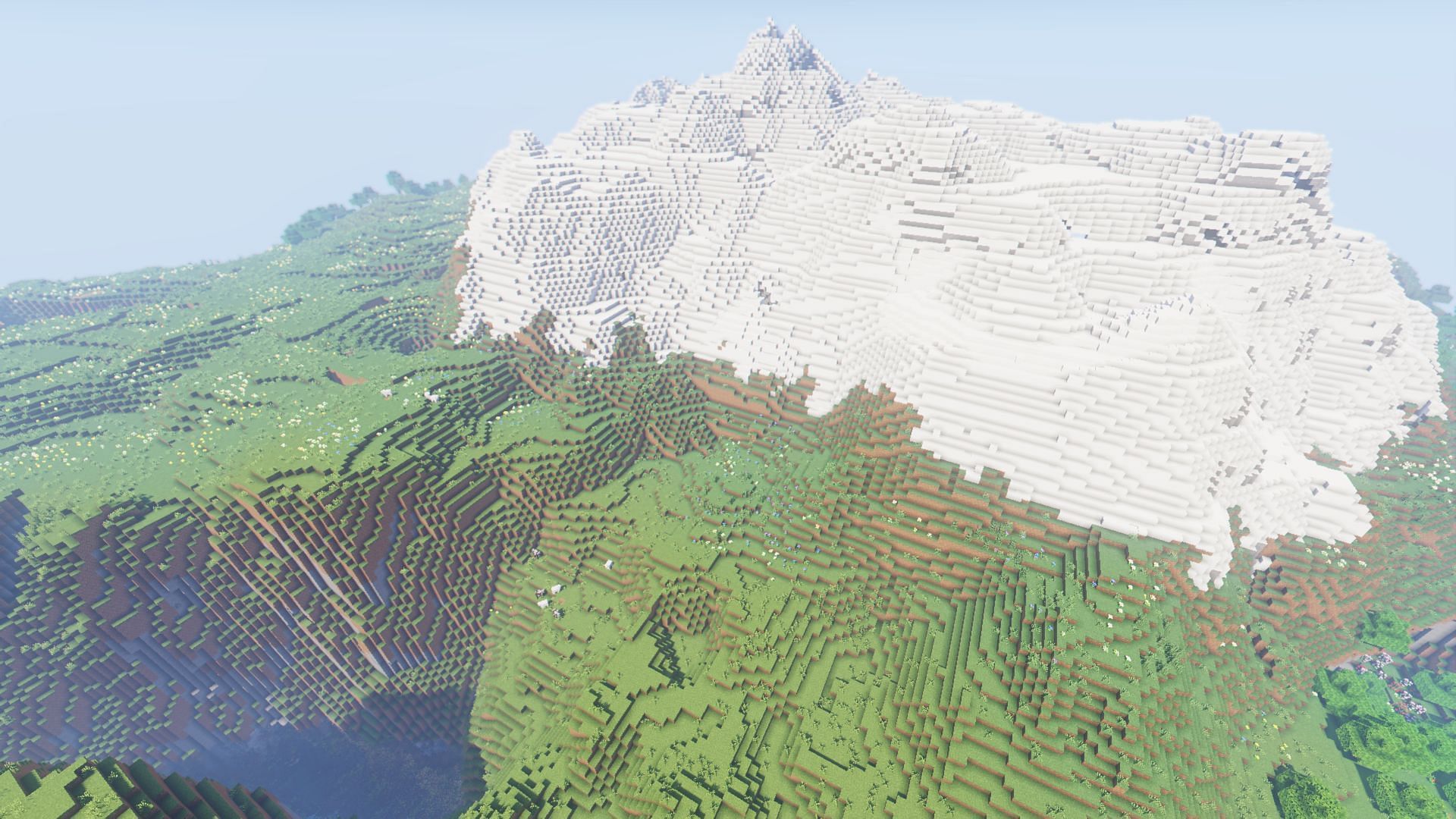 A mountain world, something players, could find by using a seed map (Image via Minecraft)