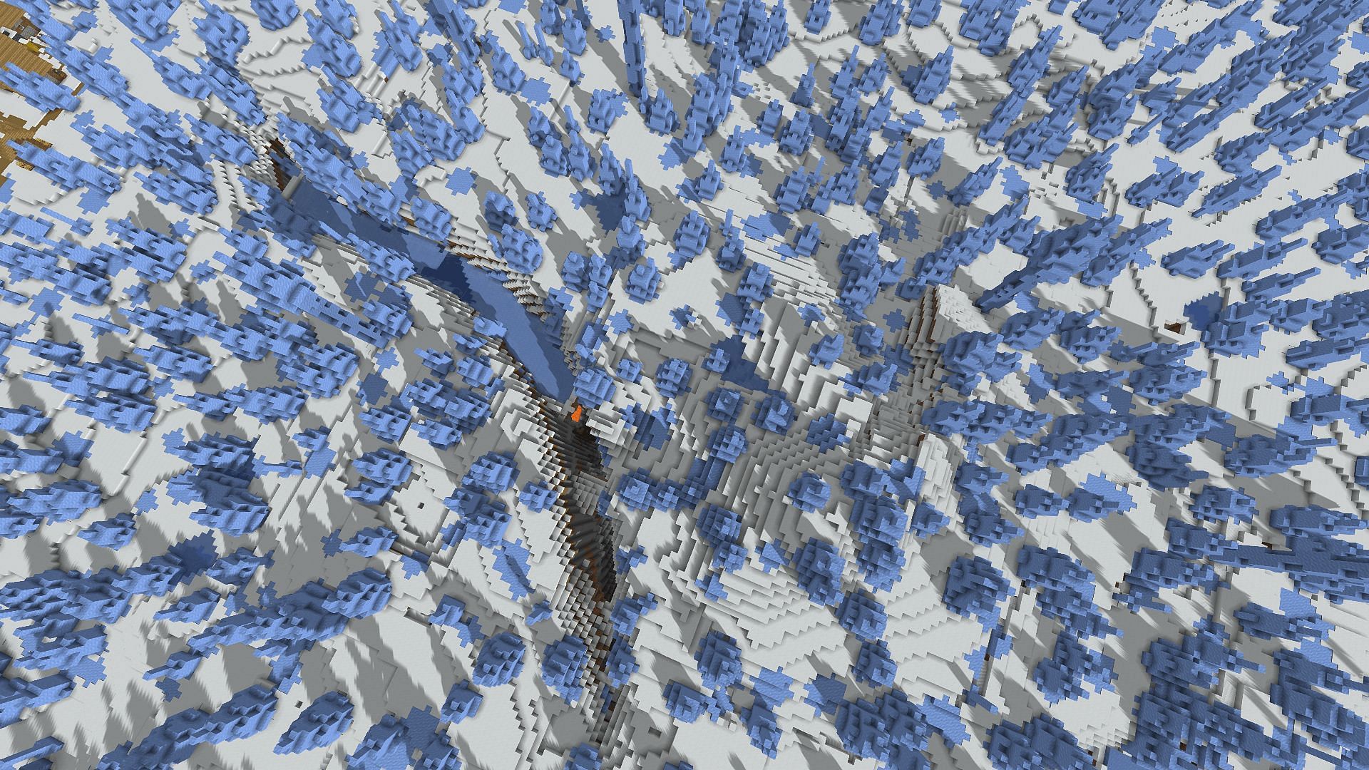 An ice spikes biome as seen from directly above (Image via Minecraft)