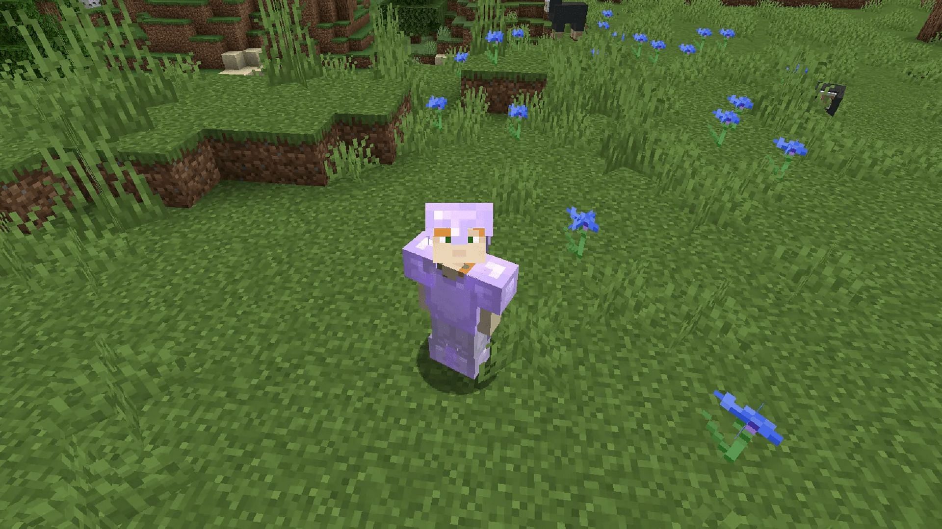A player in enchanted iron armor in the game (Image via Mojang)
