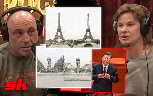 Joe Rogan discusses China's replica of Paris [Photo credit: insider.com & Powerful JRE on YouTube]