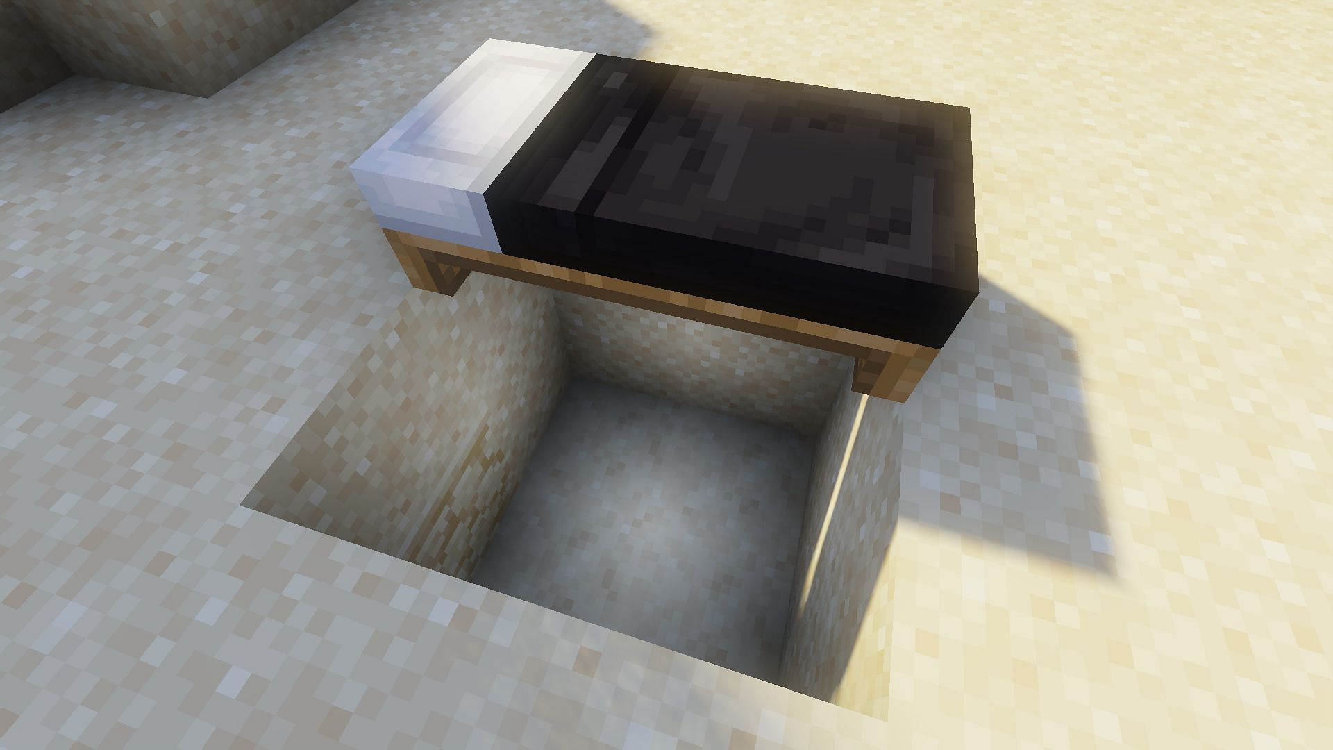 The smallest area needed for a bed trap (Image via Minecraft)