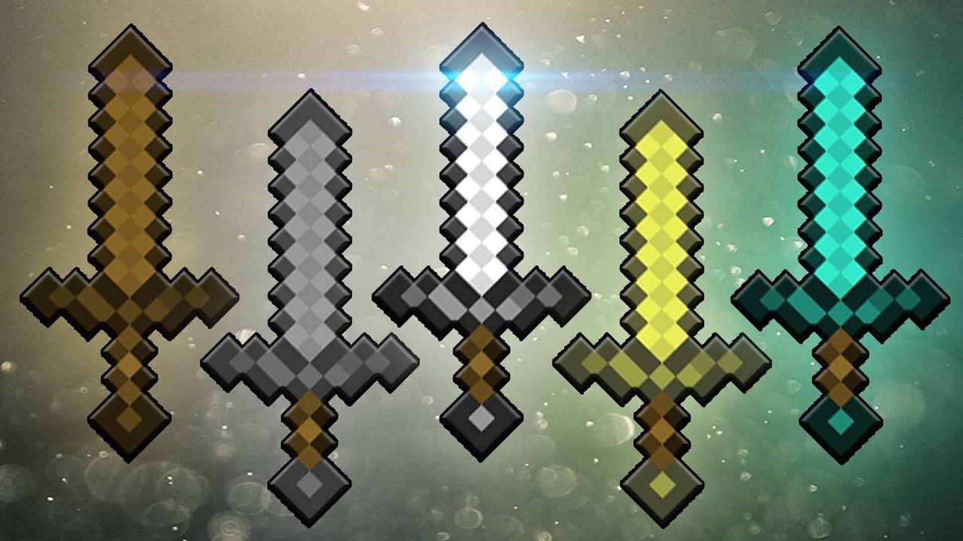Swords of various quality in Minecraft (Image via Mojang)