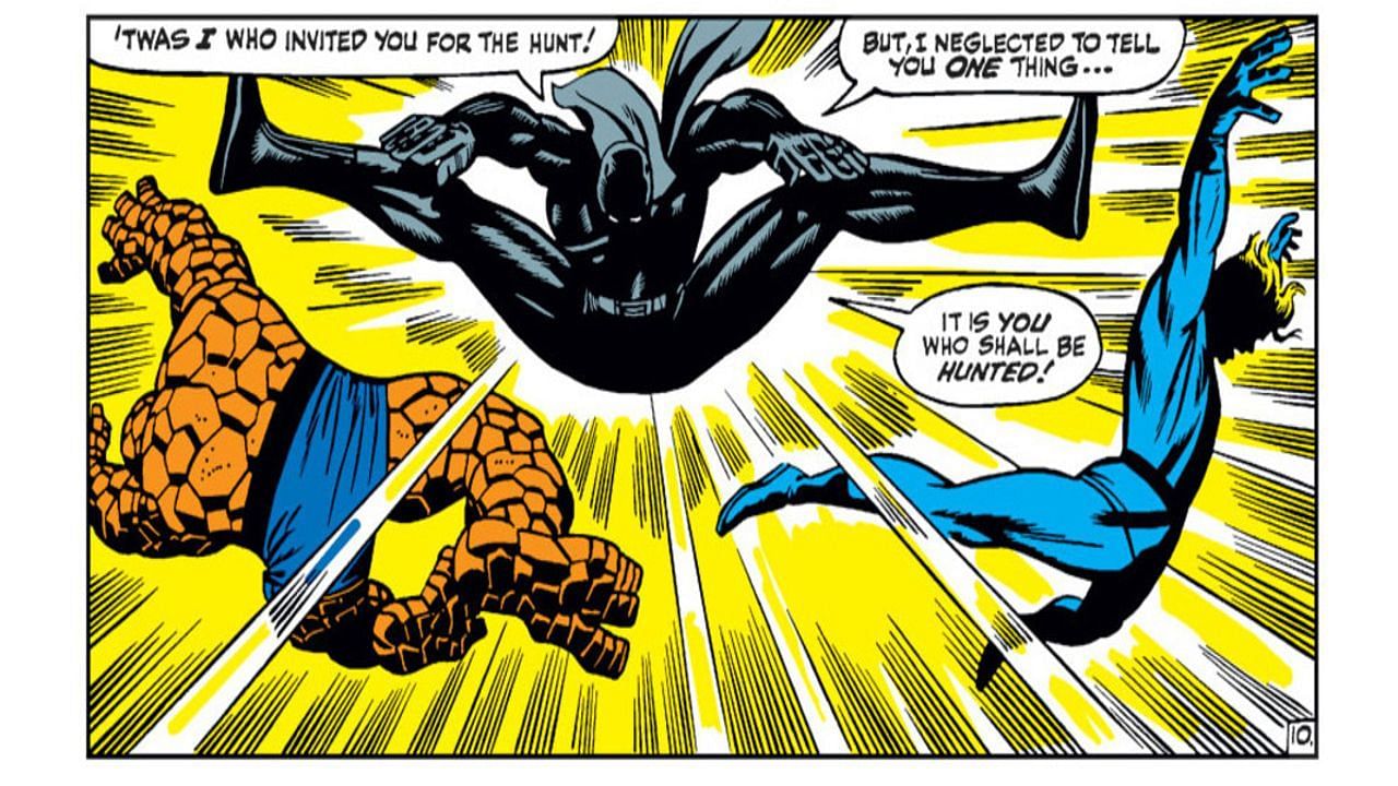 Black Panther&#039;s debut into the Marvel Universe (Image via Marvel Comics)
